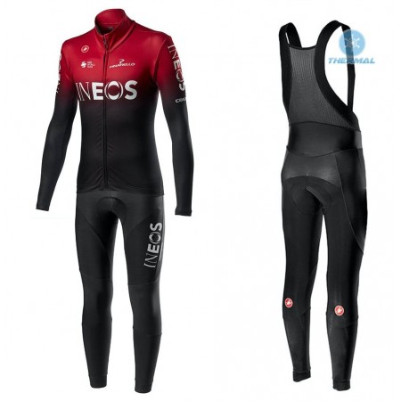 Tenue Cycliste Manches Longues et Collant à Bretelles 2020 TEAM INEOS Hiver Thermal Fleece N001